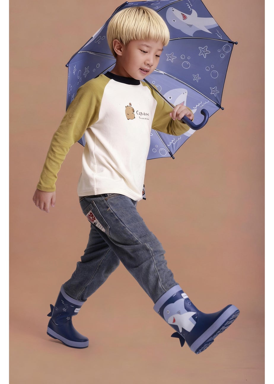 ToeZone Boys Blue Shark Waterproof Umbrella