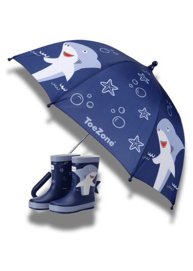 ToeZone Boys Blue Shark Waterproof Umbrella