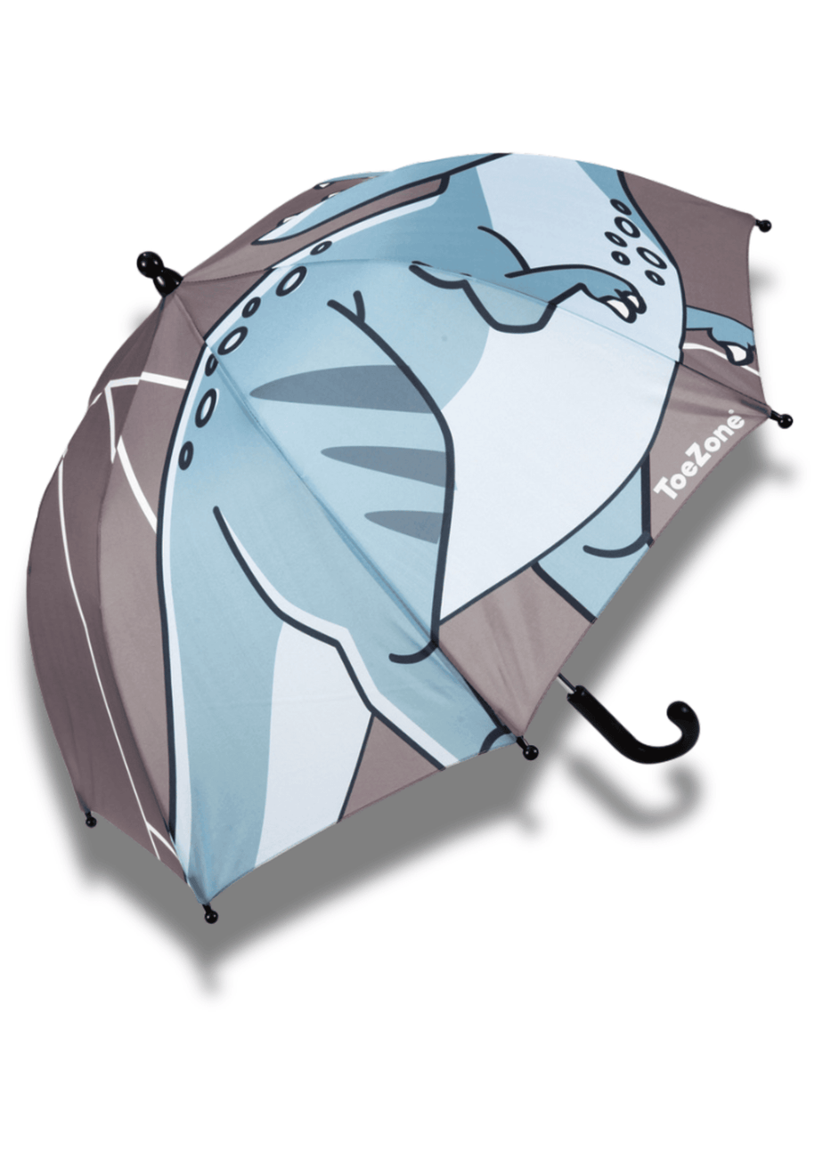 ToeZone Boys Grey Dinosaur Waterproof Umbrella