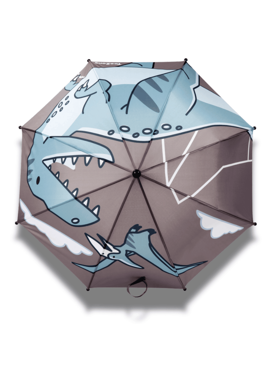 ToeZone Boys Grey Dinosaur Waterproof Umbrella