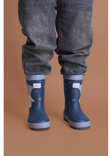 ToeZone Boys Blue Shark Waterproof Wellies