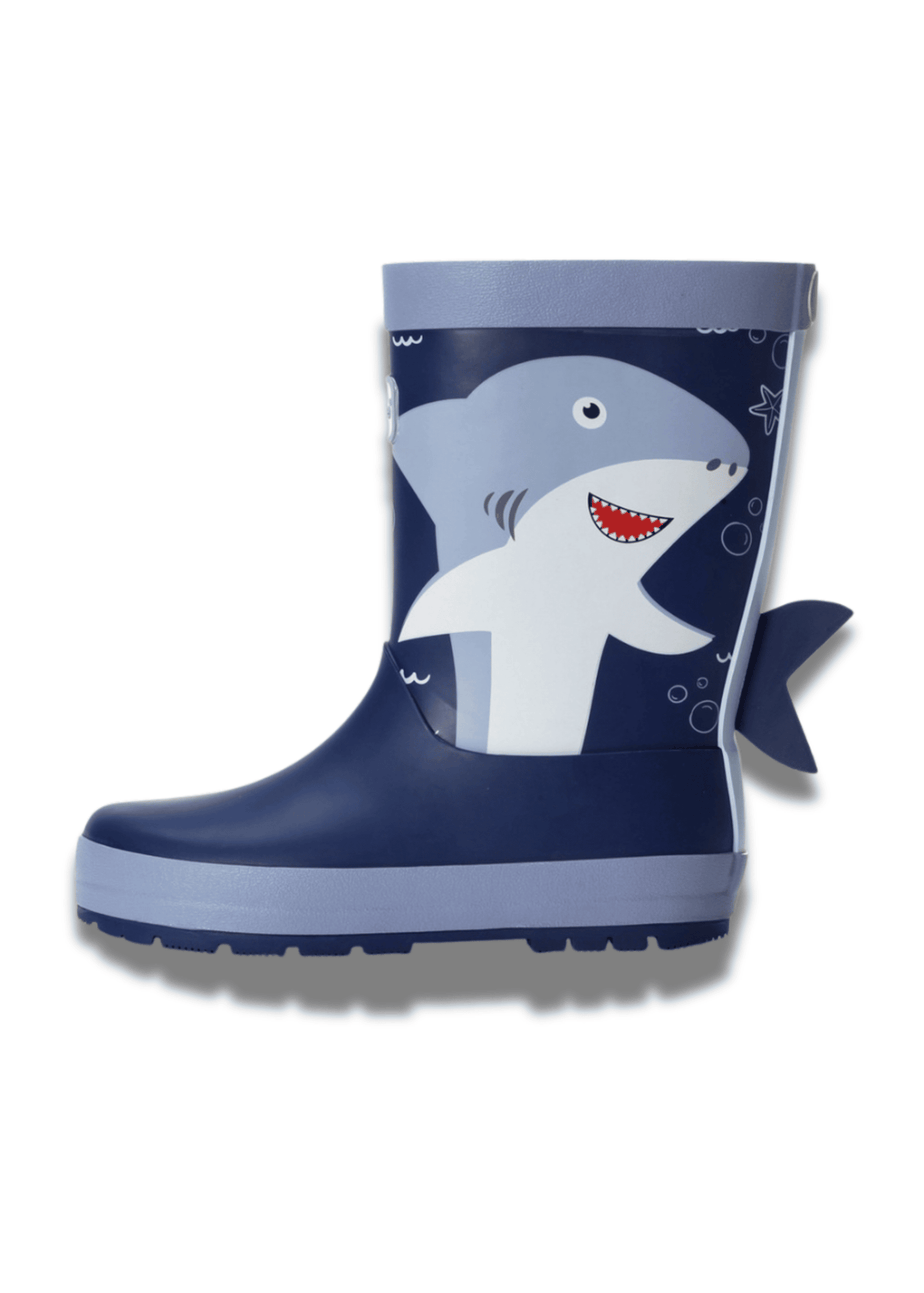ToeZone Boys Blue Shark Waterproof Wellies