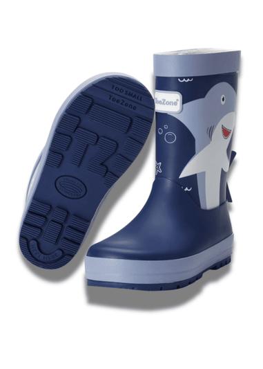 ToeZone Boys Blue Shark Waterproof Wellies