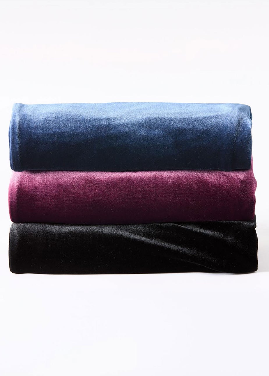 Cotton Traders Dark Blue Velour Straight Leg Pull On Stretch Trousers