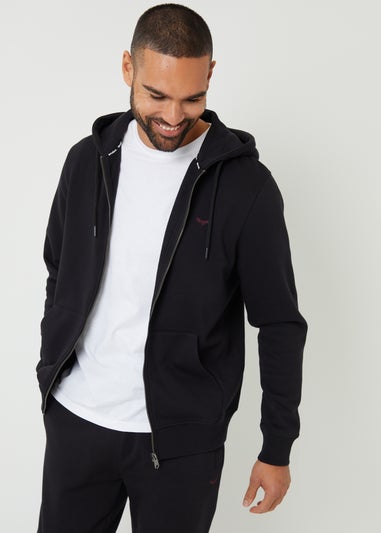 Threadbare Black Cotton Blend Tangerine Zip Through Hoodie