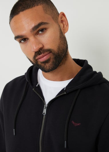 Threadbare Black Cotton Blend Tangerine Zip Through Hoodie