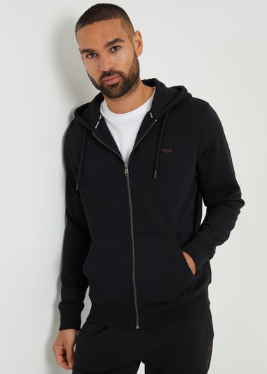 Threadbare Black Cotton Blend Tangerine Zip Through Hoodie