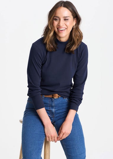 Cotton Traders Dark Blue Turtleneck Base Layer Top