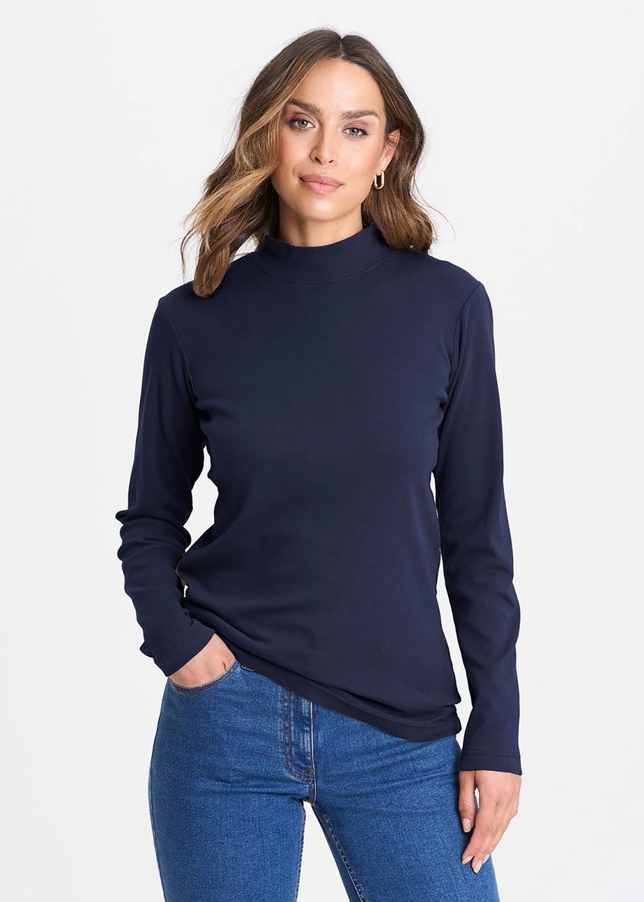Cotton Traders Dark Blue Turtleneck Base Layer Top