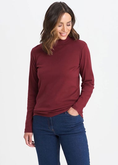 Cotton Traders Burgundy Turtleneck Base Layer Top
