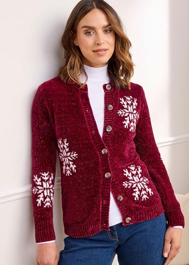 Cotton Traders Ruby Chenille Snowflake Cardigan