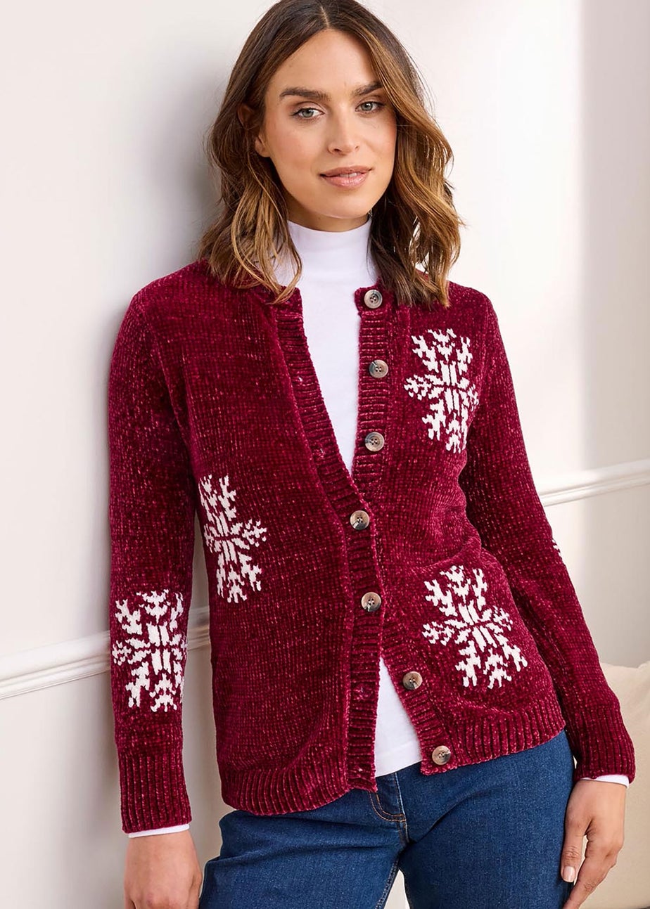 Cotton Traders Ruby Chenille Snowflake Cardigan