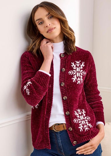 Cotton Traders Ruby Chenille Snowflake Cardigan