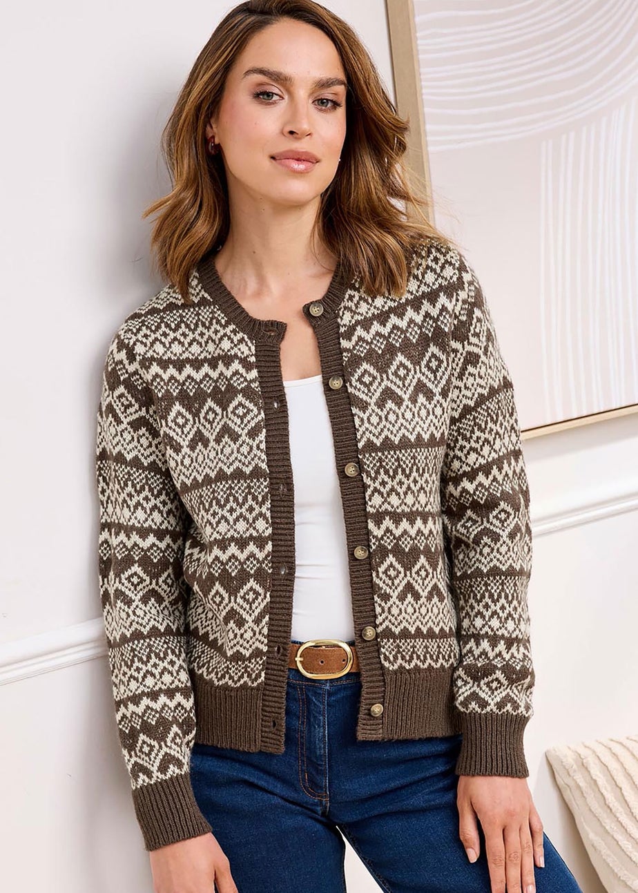Cotton Traders Cappucino Fair Isle Cardigan