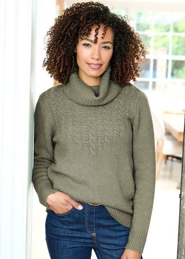 Cotton Traders Mint Cable Jumper