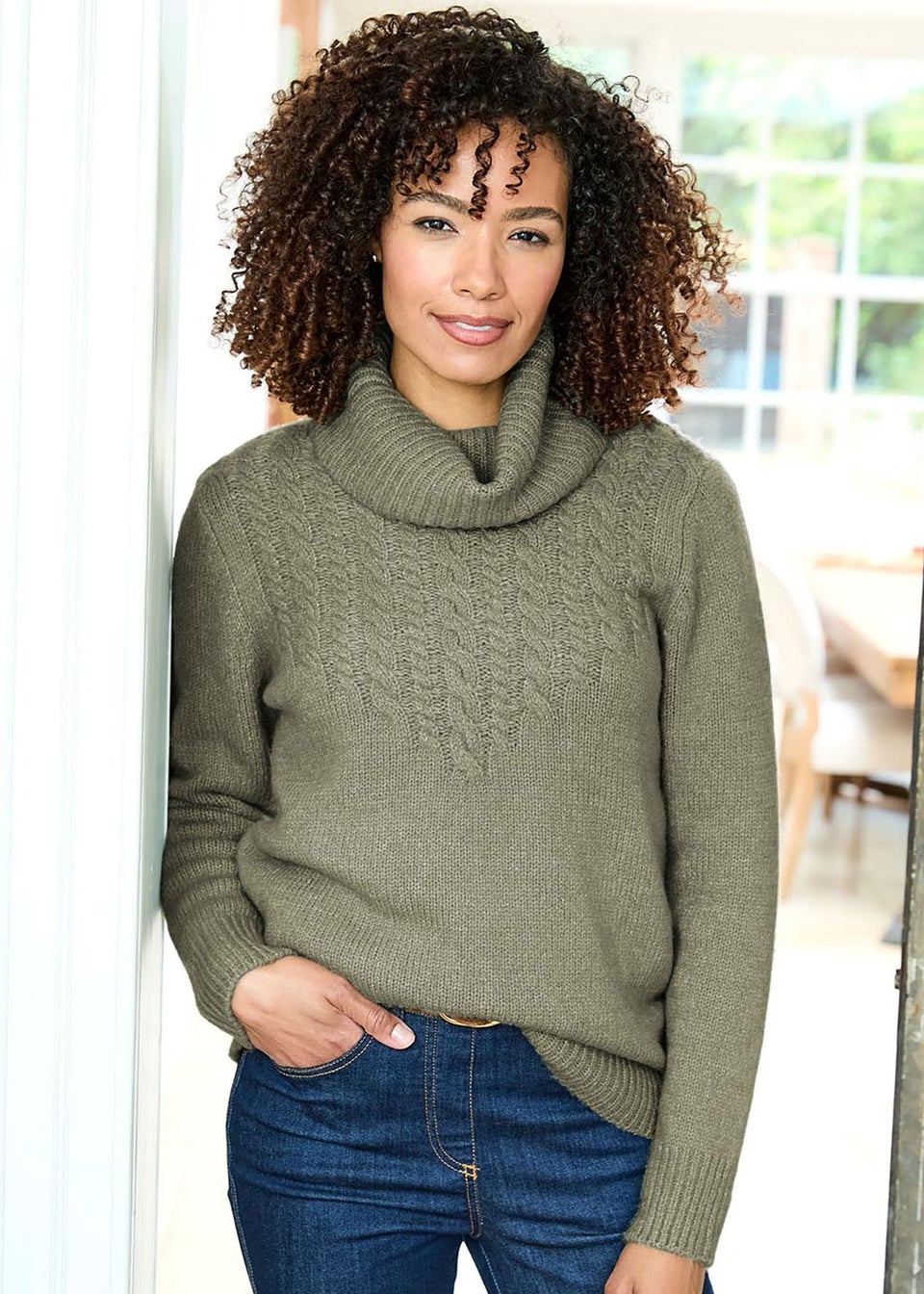 Cotton Traders Mint Cable Jumper