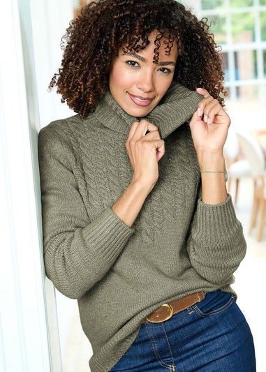 Cotton Traders Mint Cable Jumper