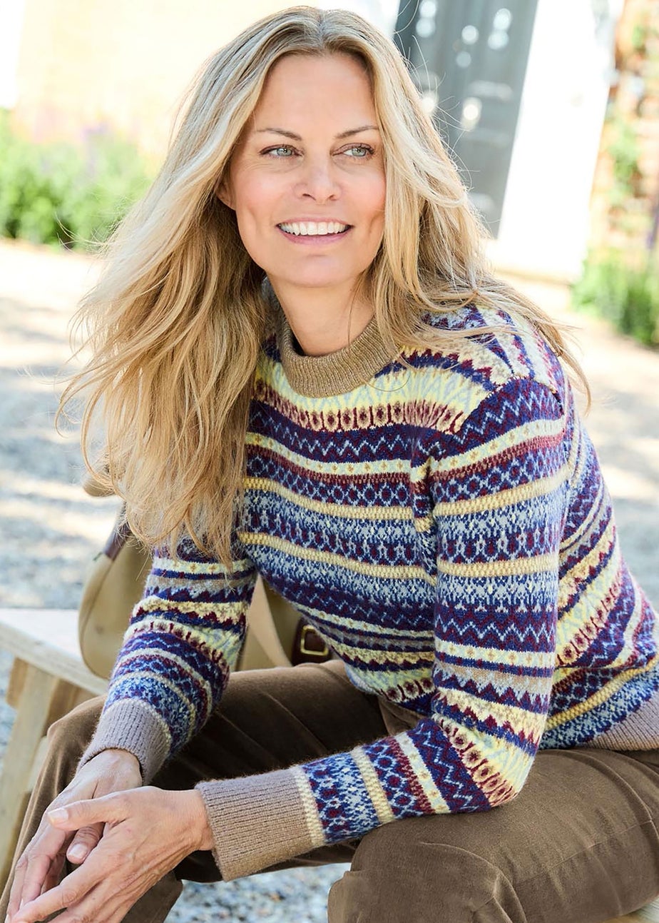 Cotton Traders Chocolate Fair Isle Jumper
