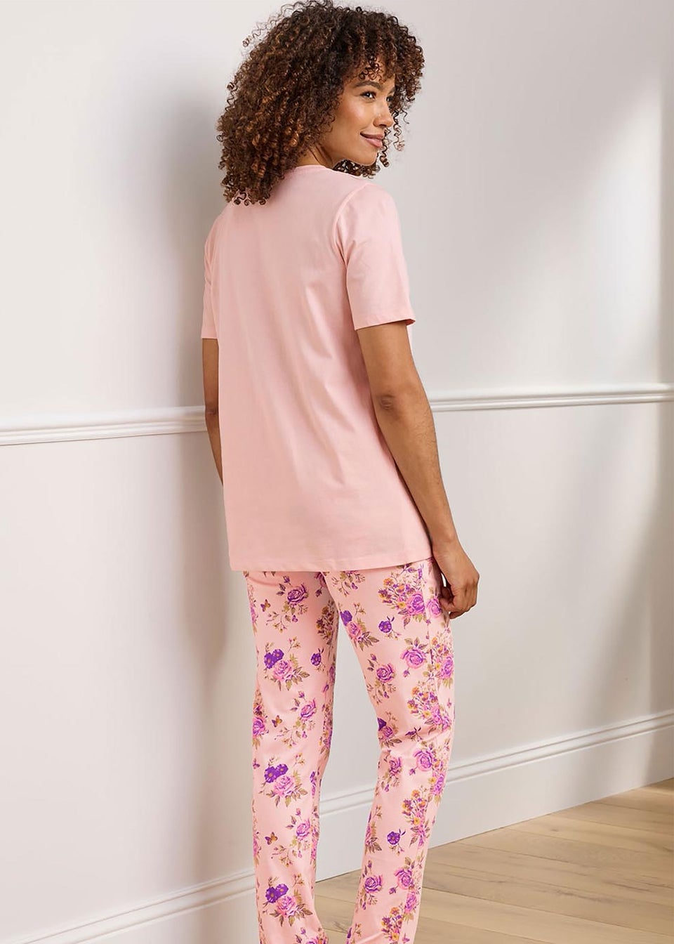 Cotton Traders Blush Short Sleeve V Neck Jersey PJ Set