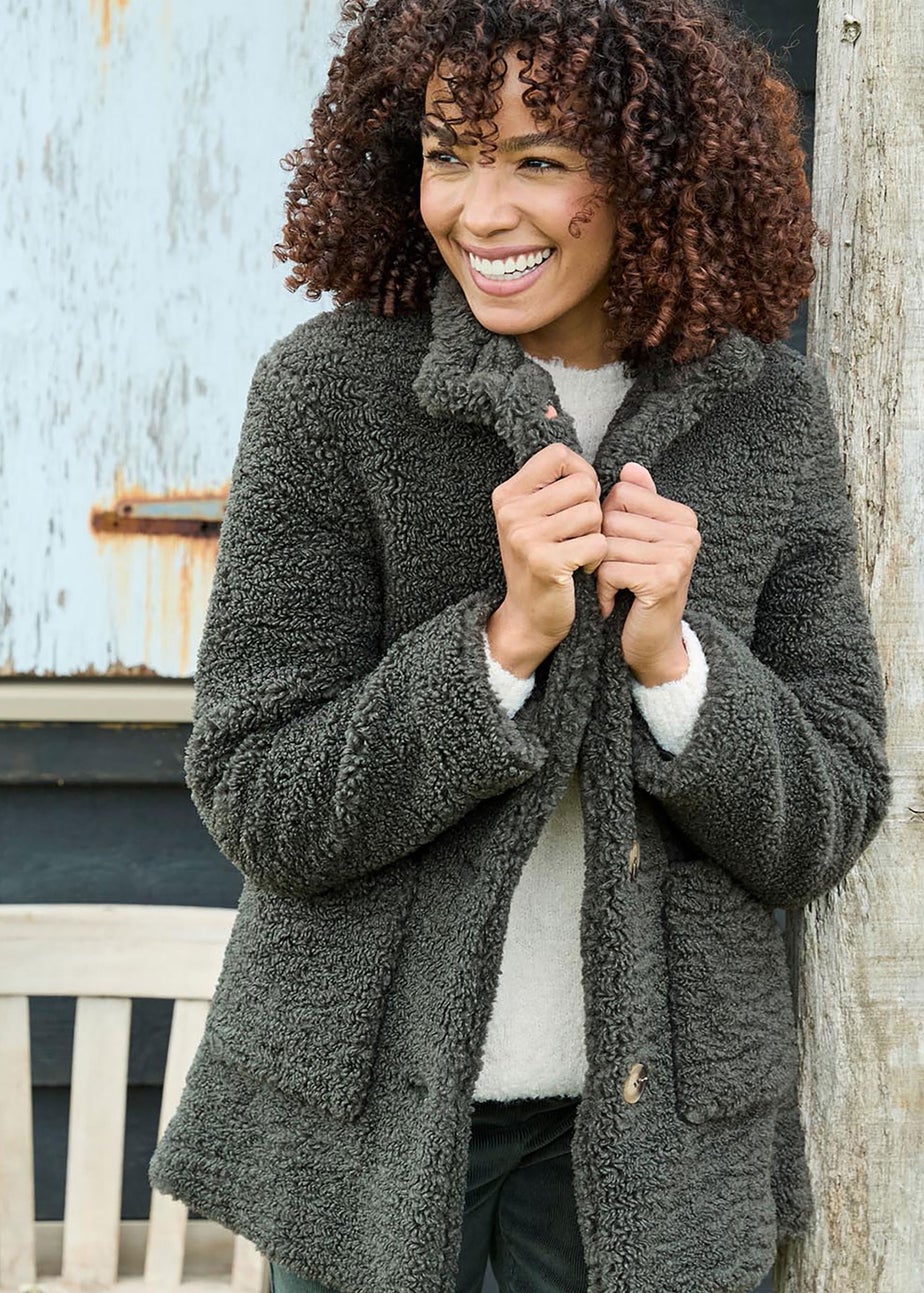 Cotton Traders Dark Green Borg Coat