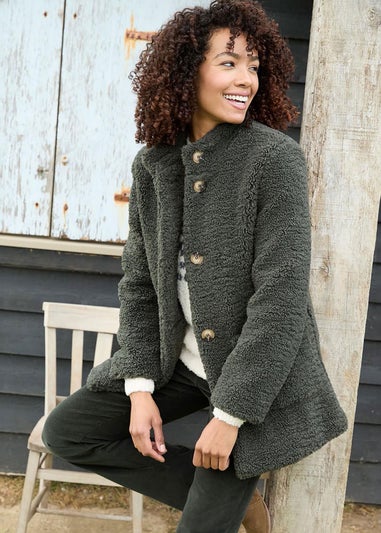 Cotton Traders Dark Green Borg Coat