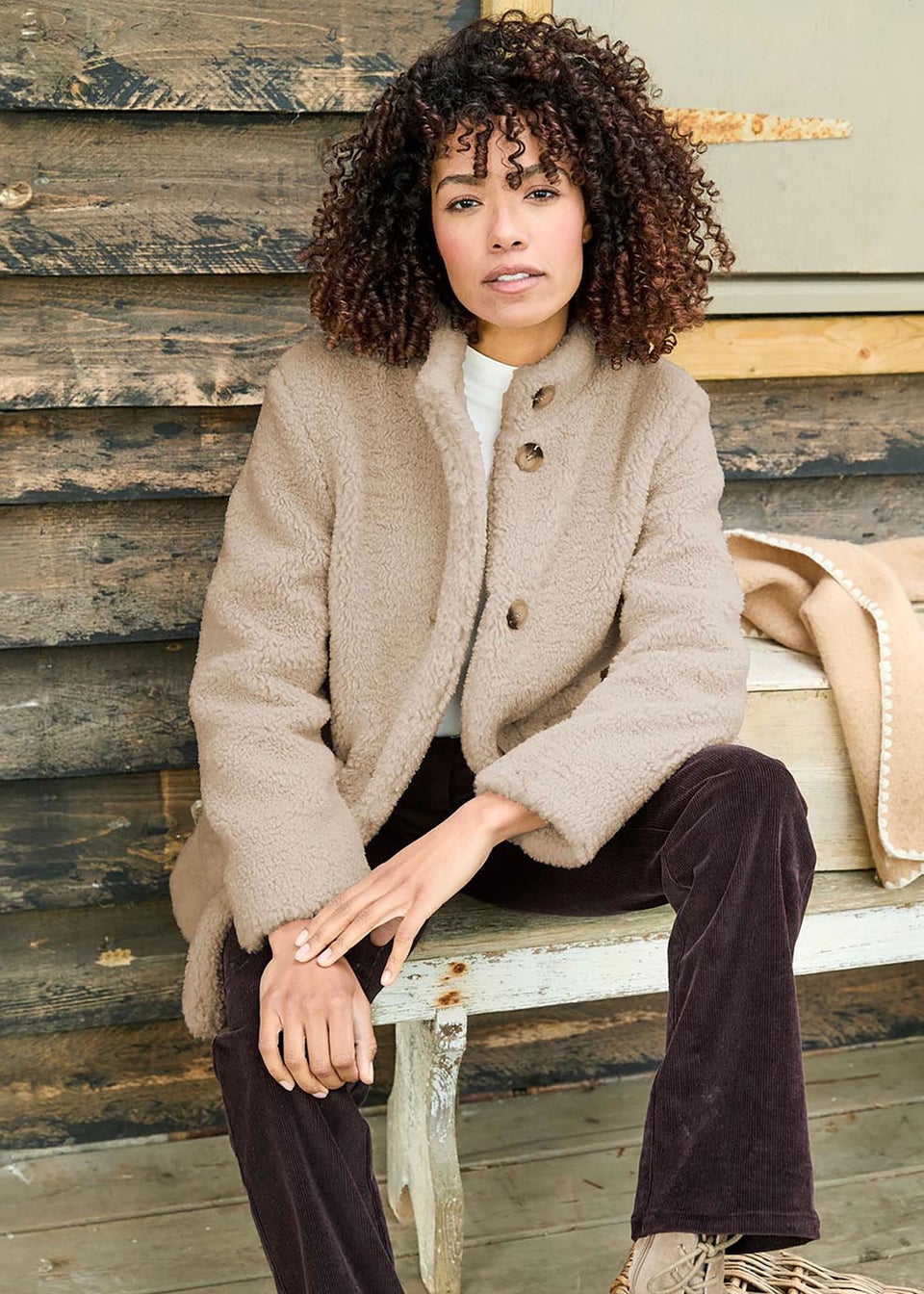 Cotton Traders Oyster Borg Coat