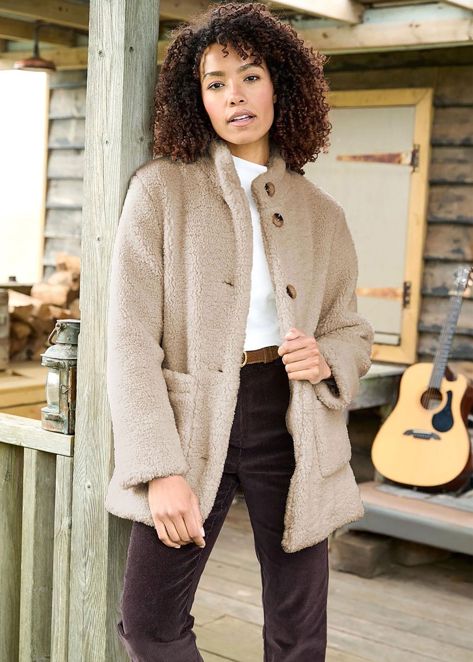 Cotton Traders Oyster Borg Coat