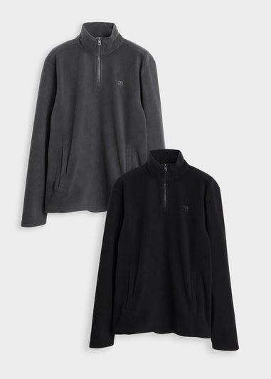 Threadbare 2 Pack Quarter Zip Microfleece Sweatshirts