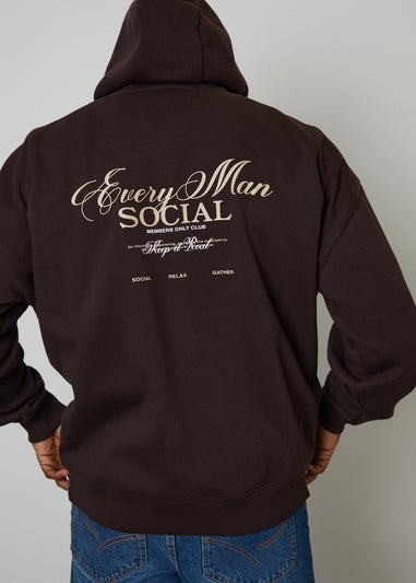 Threadbare Chocolate Graphic Print Hoodie
