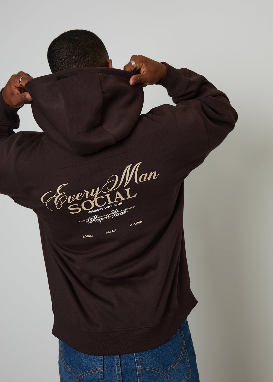 Threadbare Chocolate Graphic Print Hoodie