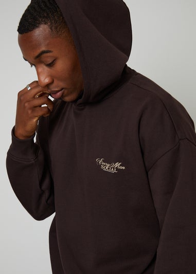Threadbare Chocolate Graphic Print Hoodie