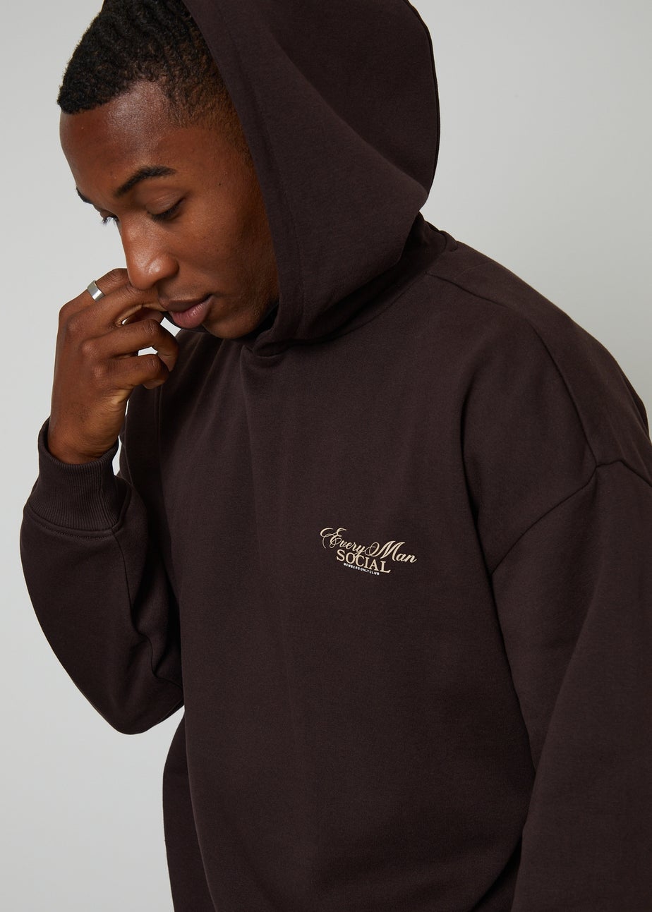 Threadbare Chocolate Graphic Print Hoodie