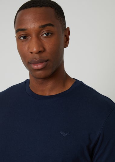 Threadbare Navy Cotton Blend Check Pyjama Set