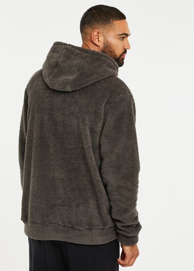 Threadbare Dark Grey Borg Lounge Hoodie