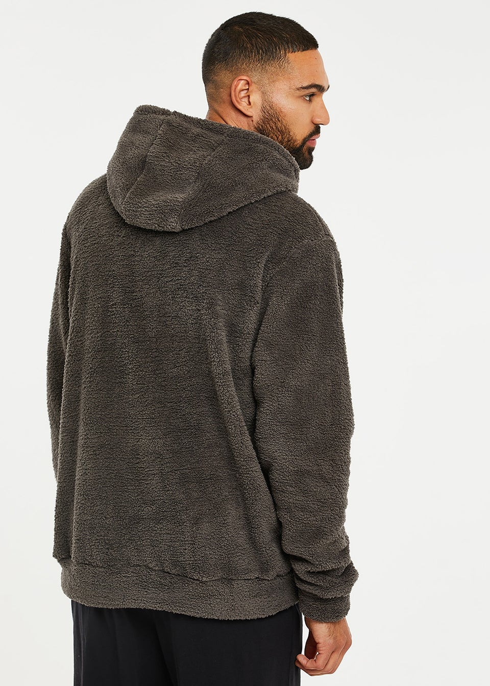 Threadbare Dark Grey Borg Lounge Hoodie