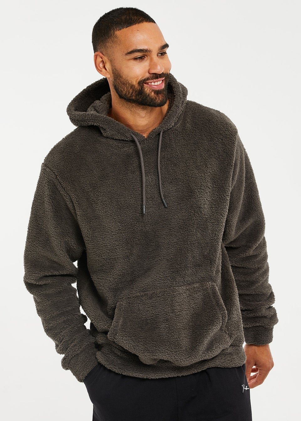 Threadbare Dark Grey Borg Lounge Hoodie