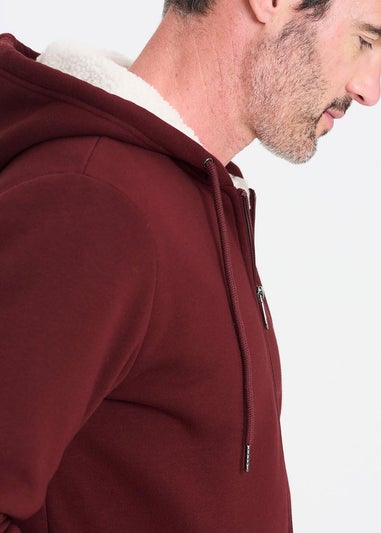 Cotton Traders Burgundy Fleece Lined Zip Through Jersey Jacket