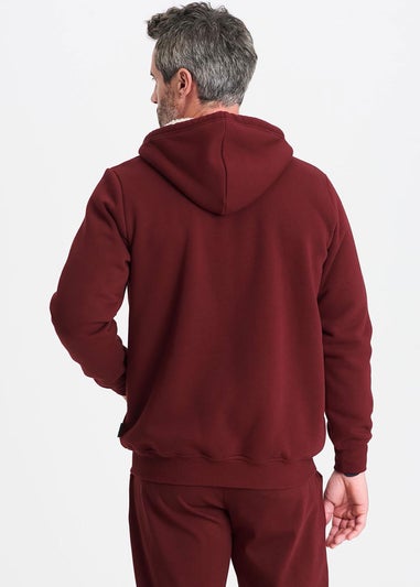 Cotton Traders Burgundy Fleece Lined Zip Through Jersey Jacket