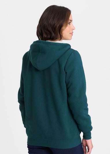 Cotton Traders Teal Fleece Lined Zip Through Jersey Jacket