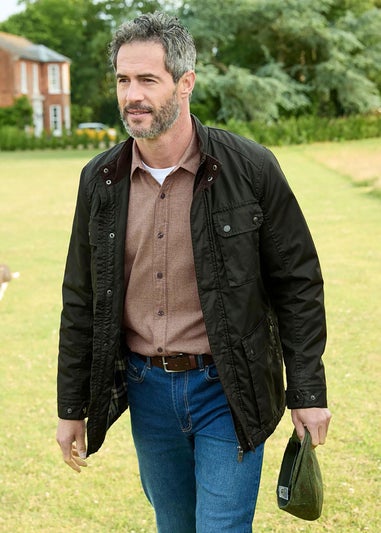 Cotton Traders Dark Green Hartington Wax Look Field Jacket