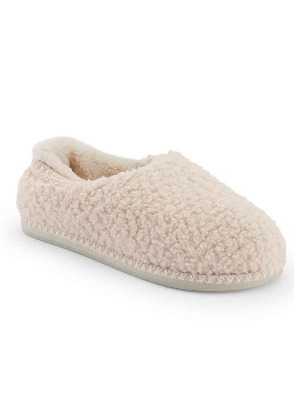 Cotton Traders Warm Cream Borg Slippers