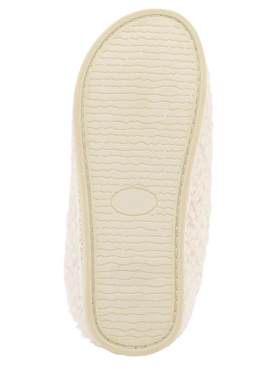 Cotton Traders Warm Cream Borg Slippers