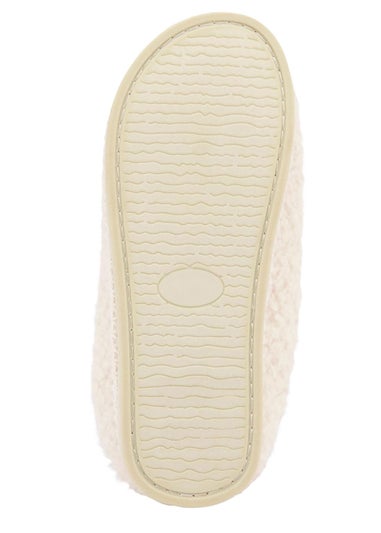 Cotton Traders Warm Cream Borg Slippers
