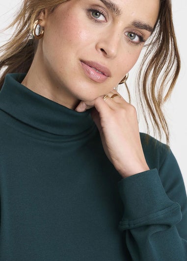 Cotton Traders Bright Teal Long Sleeve Roll Neck Top