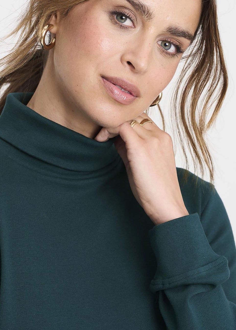 Cotton Traders Bright Teal Long Sleeve Roll Neck Top