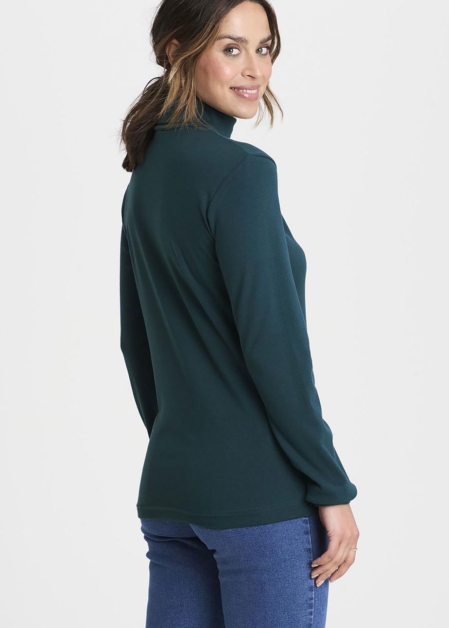 Cotton Traders Bright Teal Long Sleeve Roll Neck Top