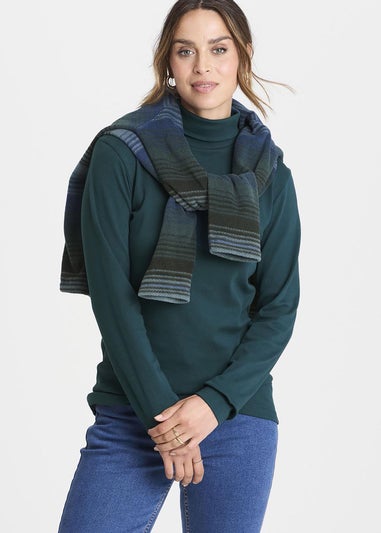 Cotton Traders Bright Teal Long Sleeve Roll Neck Top