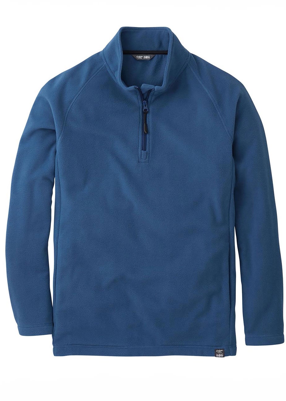 Cotton Traders Petrol Recycled Microfleece Half Zip Top
