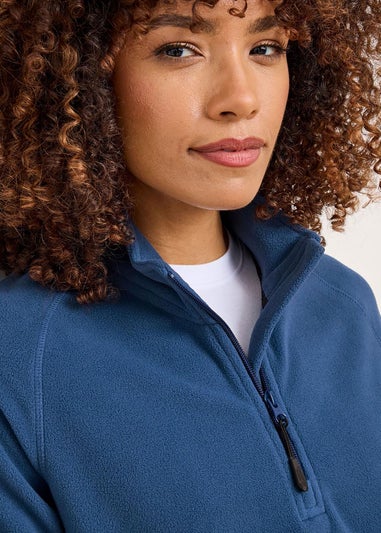 Cotton Traders Petrol Recycled Microfleece Half Zip Top