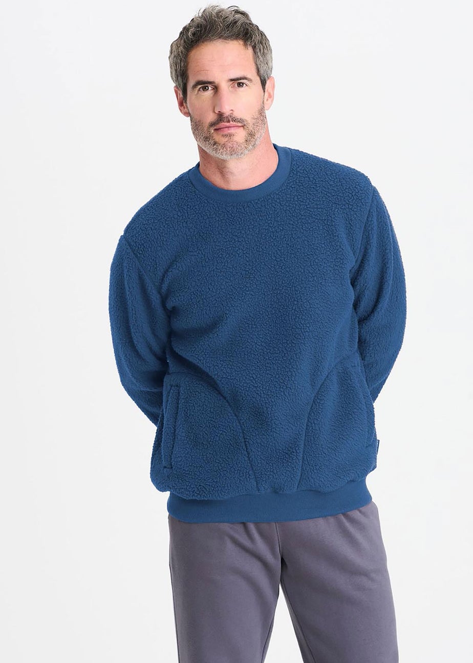 Cotton Traders Pale Blue Cosy Fleece Crew Neck